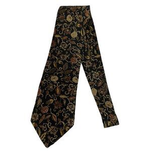 #6695 Joseph Abboud Black with Gold Floral Pattern Mens Necktie, Tie